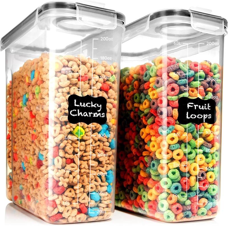 Set of 2 Black (6.3L) - Cereal Storage Containers