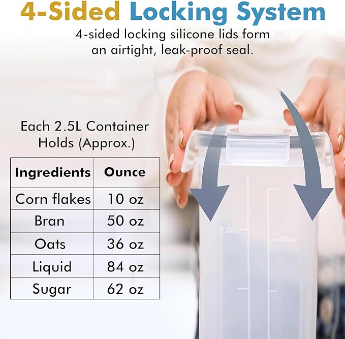 Shazo 2 Pack (2.5L / 84 Oz) Airtight Cereal Containers - Food Storage Containers - Shazo Shop