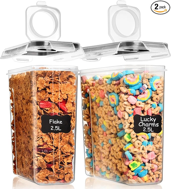 Shazo 2 Pack (2.5L / 84 Oz) Airtight Cereal Containers - Food Storage Containers - Shazo Shop