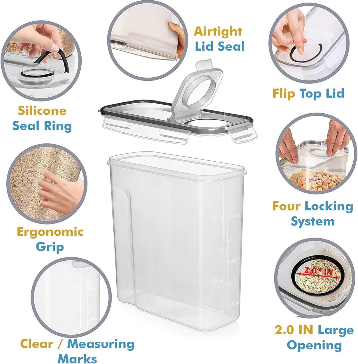 Shazo 2 Pack (2.5L / 84 Oz) Airtight Cereal Containers - Food Storage Containers - Shazo Shop