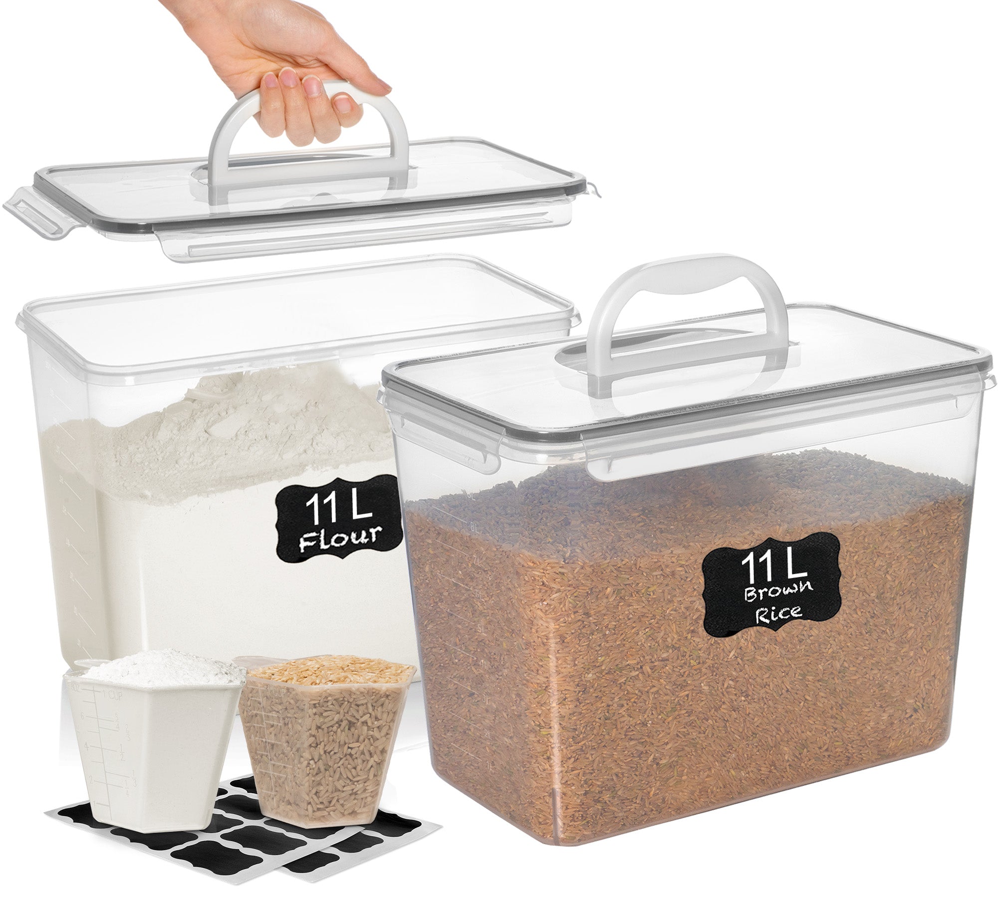 Shazo 2 PC (11L | 372 oz) Flour Sugar Storage Containers with Easy Carry Handle - Food Storage Containers - Shazo Shop