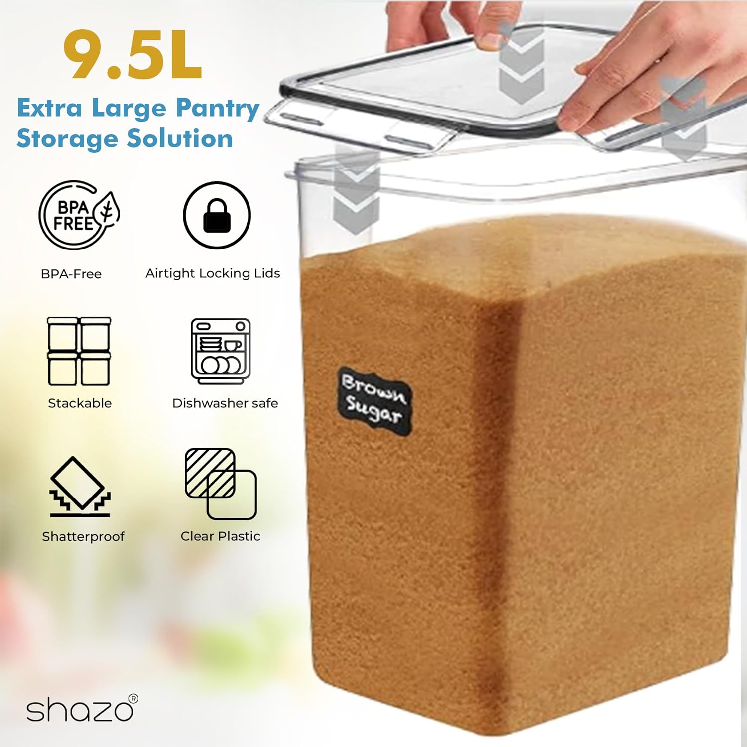 Shazo 2 PC (9.5L | 321 Oz) Extra Large Bulk - Food Storage Containers - Shazo Shop
