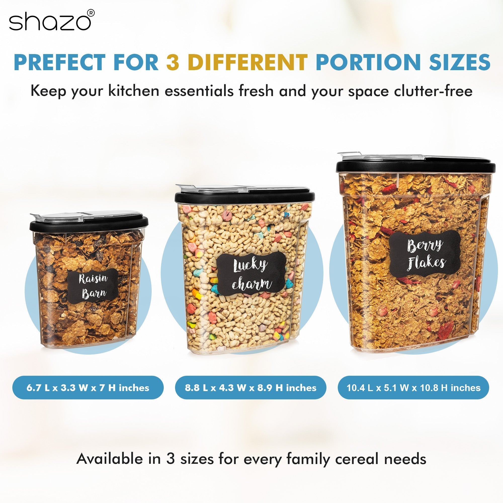Shazo 3 PC Cereal Storage Containers Set - Shazo Shop