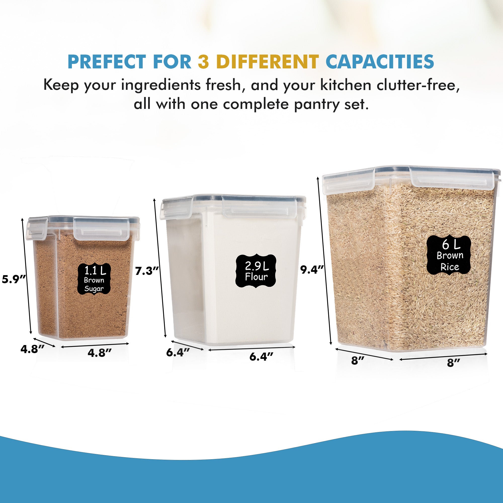 Shazo 3 PC Flour & Sugar Containers Set - Shazo Shop