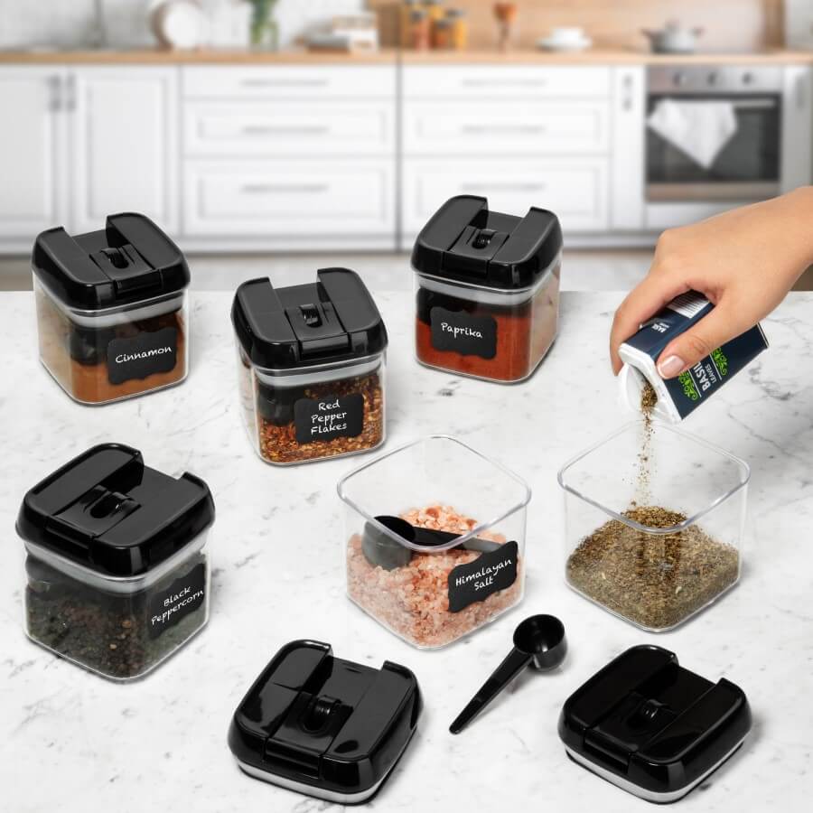 Airtight Food Containers - Set of 6 Black (0.5L) - Shazo Shop