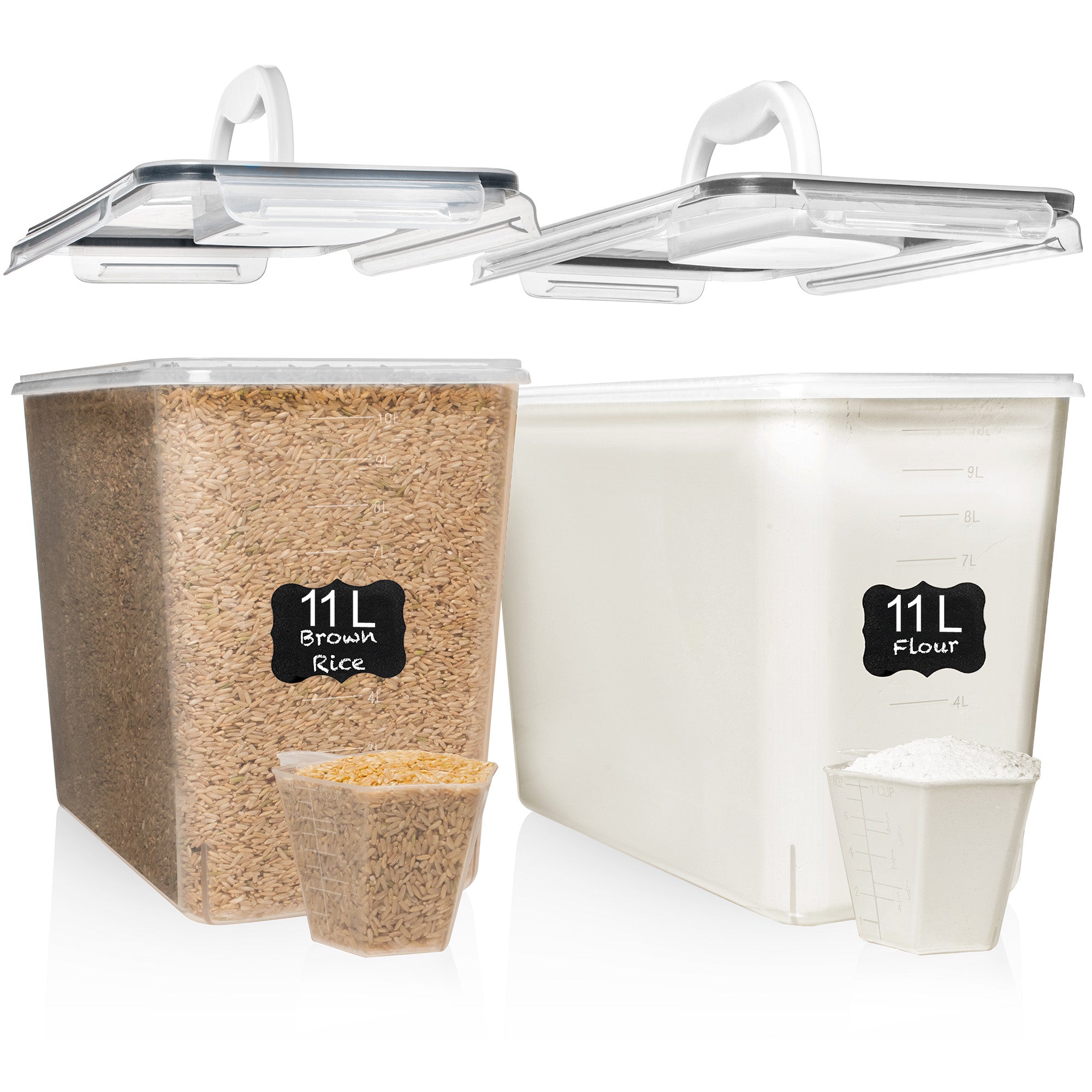 Shazo 2 PC (11L | 372 oz) Flour Sugar Storage Containers with Easy Carry Handle - Food Storage Containers - Shazo Shop