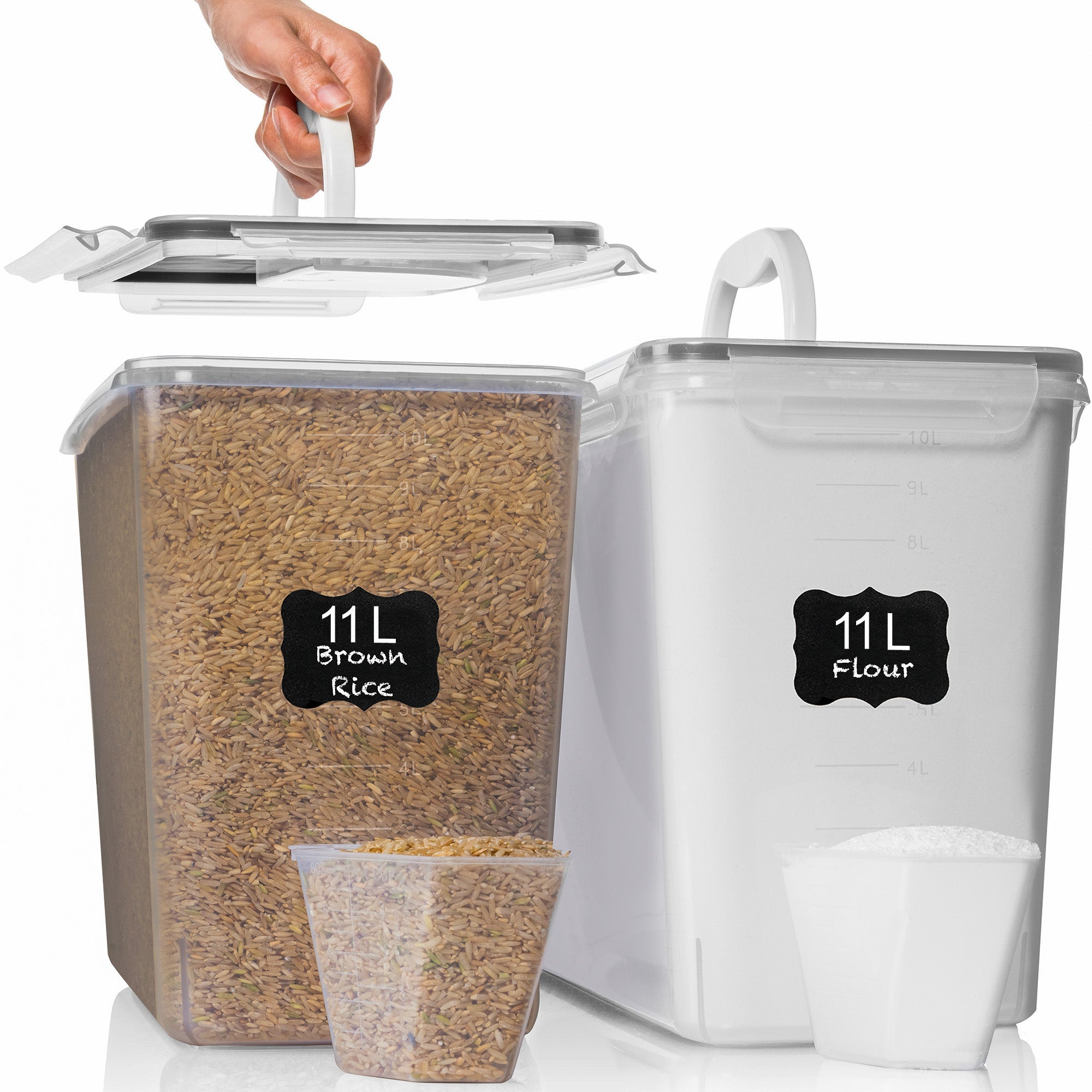 Shazo 2 PC (11L | 372 oz) Flour Sugar Storage Containers with Easy Carry Handle - Food Storage Containers - Shazo Shop