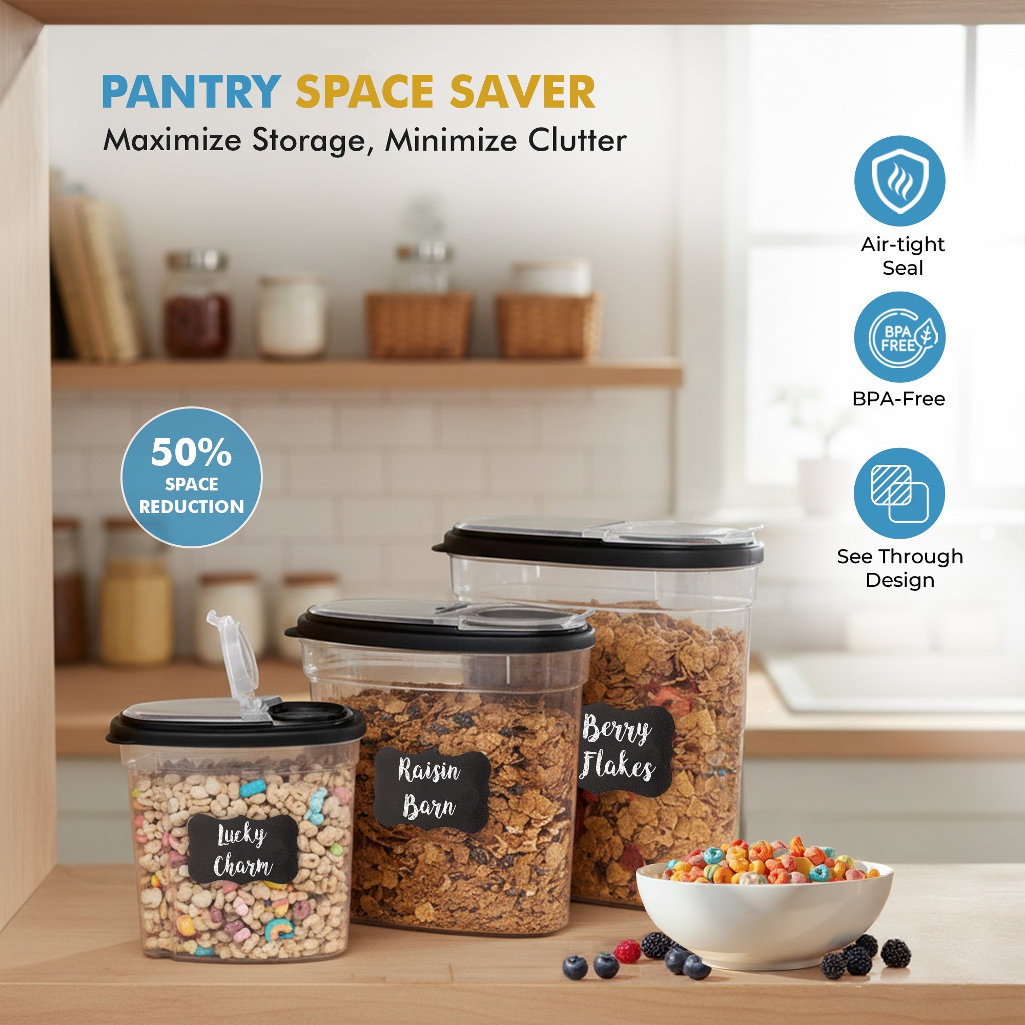 Shazo 3 PC Cereal Storage Containers Set - Shazo Shop