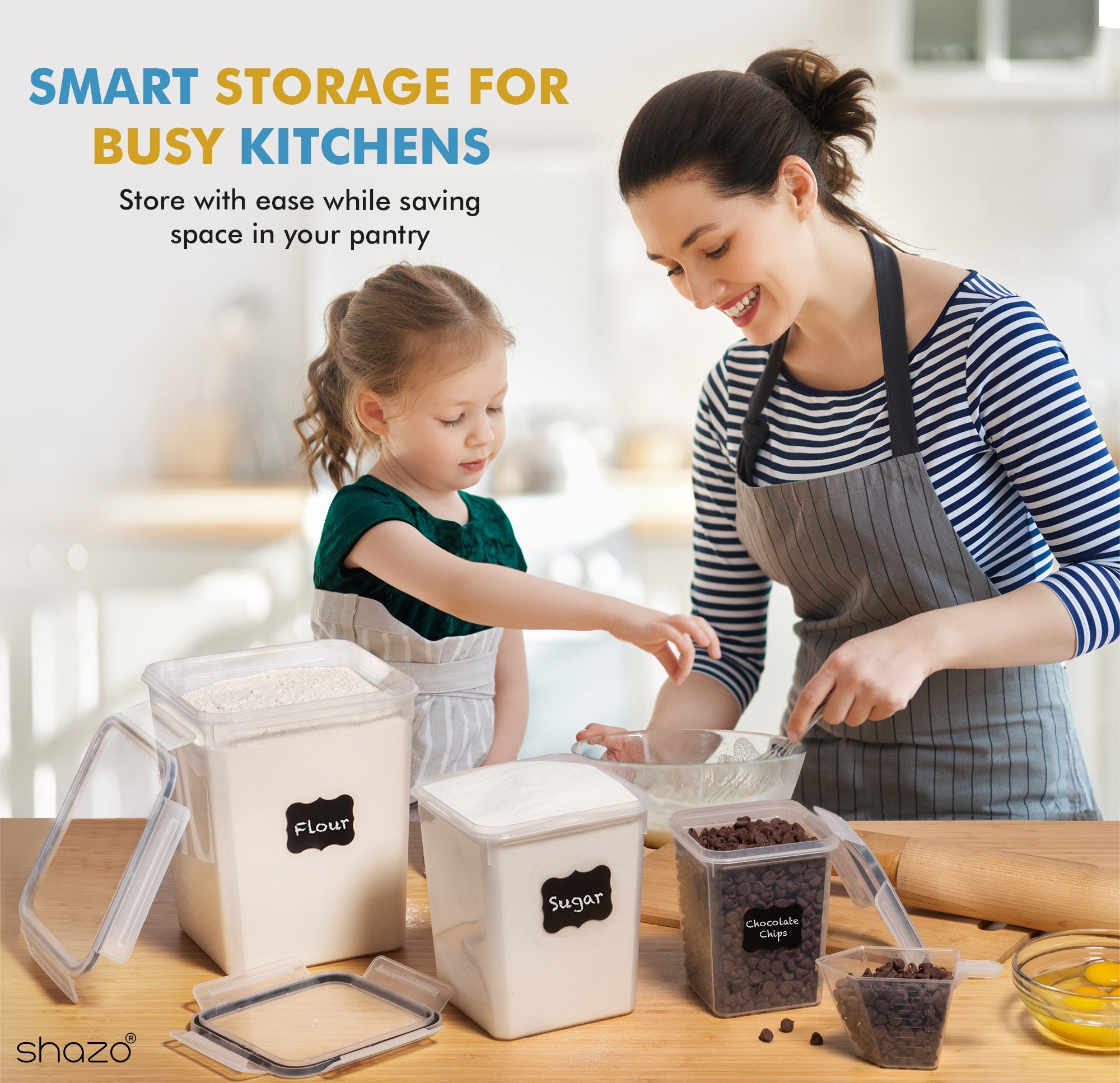 Shazo 3 PC Flour & Sugar Containers Set - Shazo Shop