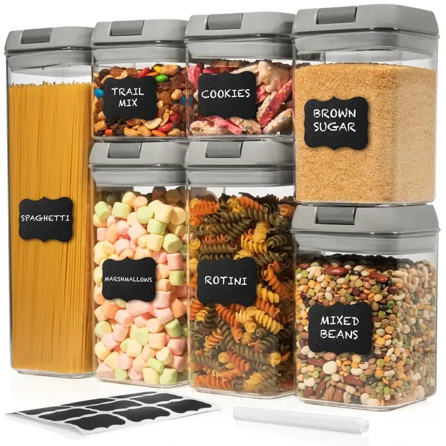 Airtight Food Containers - Set of 7 Gray (4 Sizes) - Shazo Shop