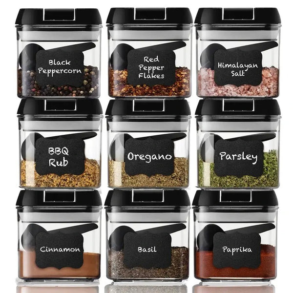Shazo Black Airtight Leak Proof Mini Food Storage Container w/ Spoons Set  of 9