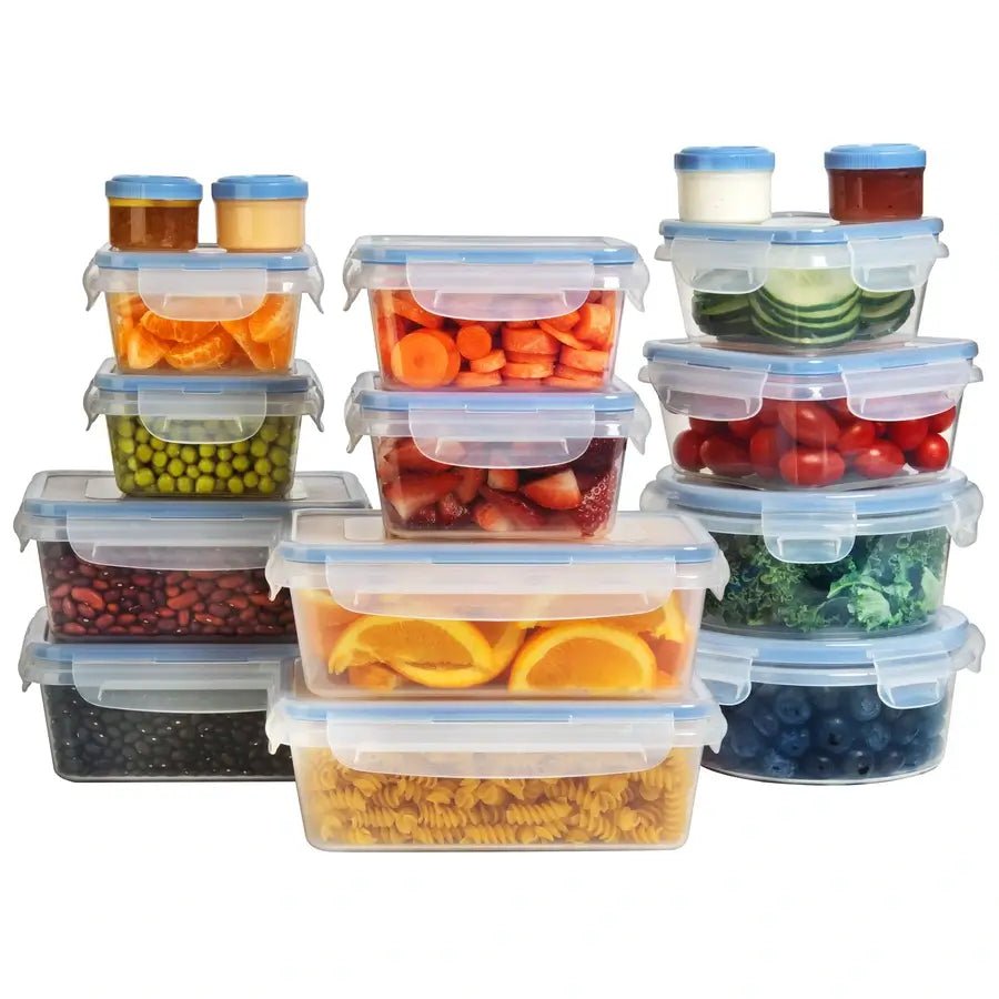 32 Piece Food Storage Containers Set with Easy Snap Lids (16 Lids + 16  Containers) - Airtight Plastic Containers for Pantry & Kitchen Organization  