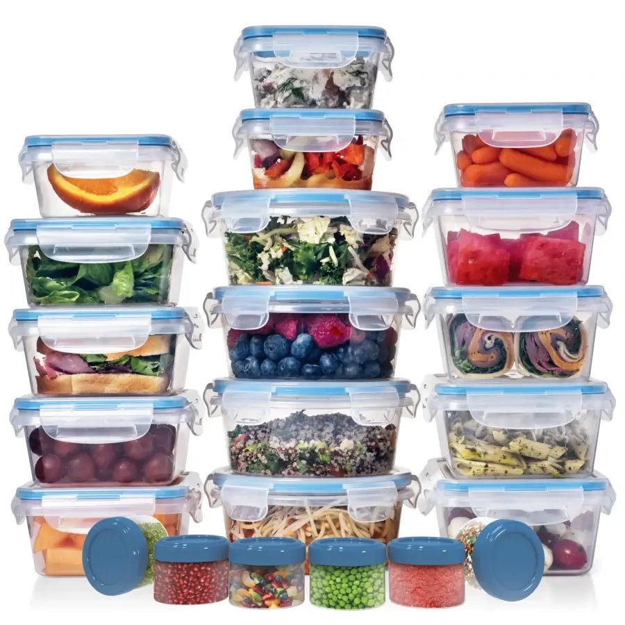 Shazo Airtight Container Set for Food Storage - 10 Pc Set with  Interchangeable Lids - Heavy Duty BPA Free Plastic - Airtight Storage Clear Plastic  Kitchen Counter Storage Container 