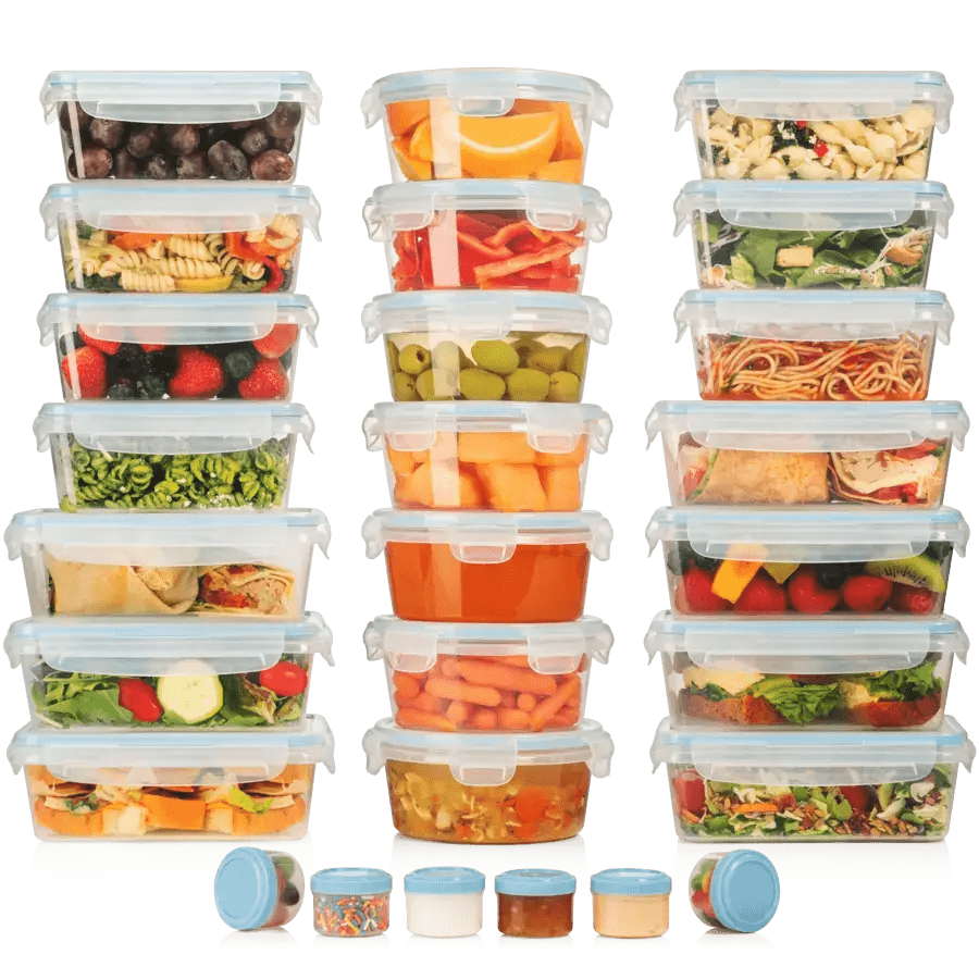 Set of 44 Piece Plastic Meal Prep Containers Easy Meal Prep