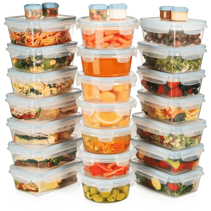Shazo Comprehensive 54 Piece Plastic Meal Prep Containers Set