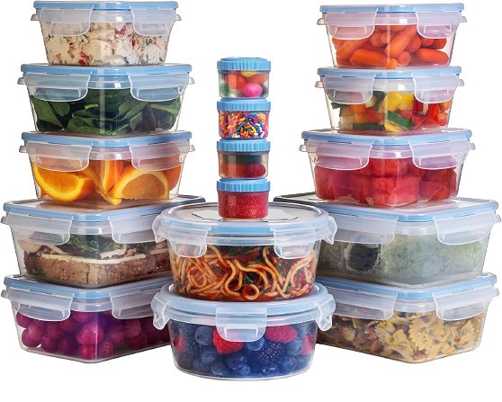 Shazo 44 Pcs Meal Prep Container Set, Airtight Plastic Food Storage  Containers with Lids, Lunch Box Containers for School or Work, Kitchen  Storage