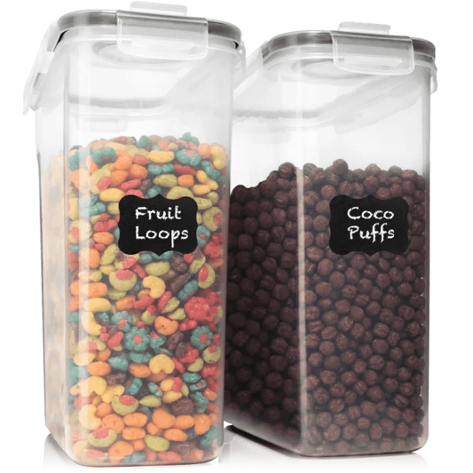 Set of 2 Cereal Containers Black with Airtight Lids