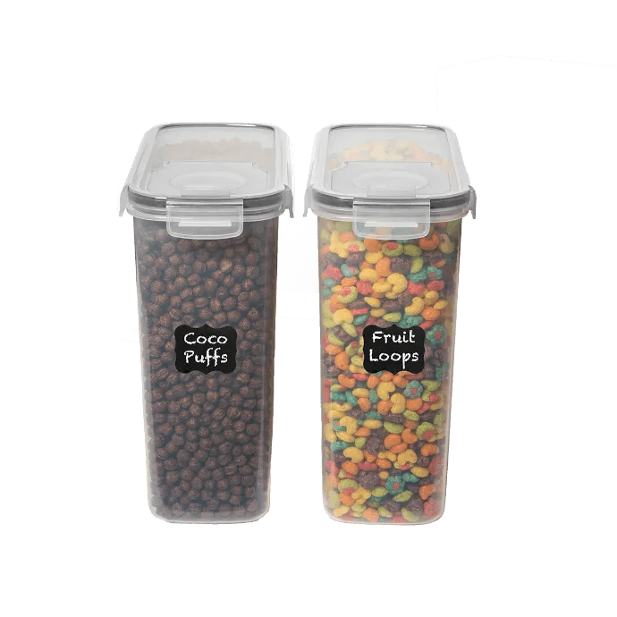 Set of 2 Cereal Containers Black with Airtight Lids